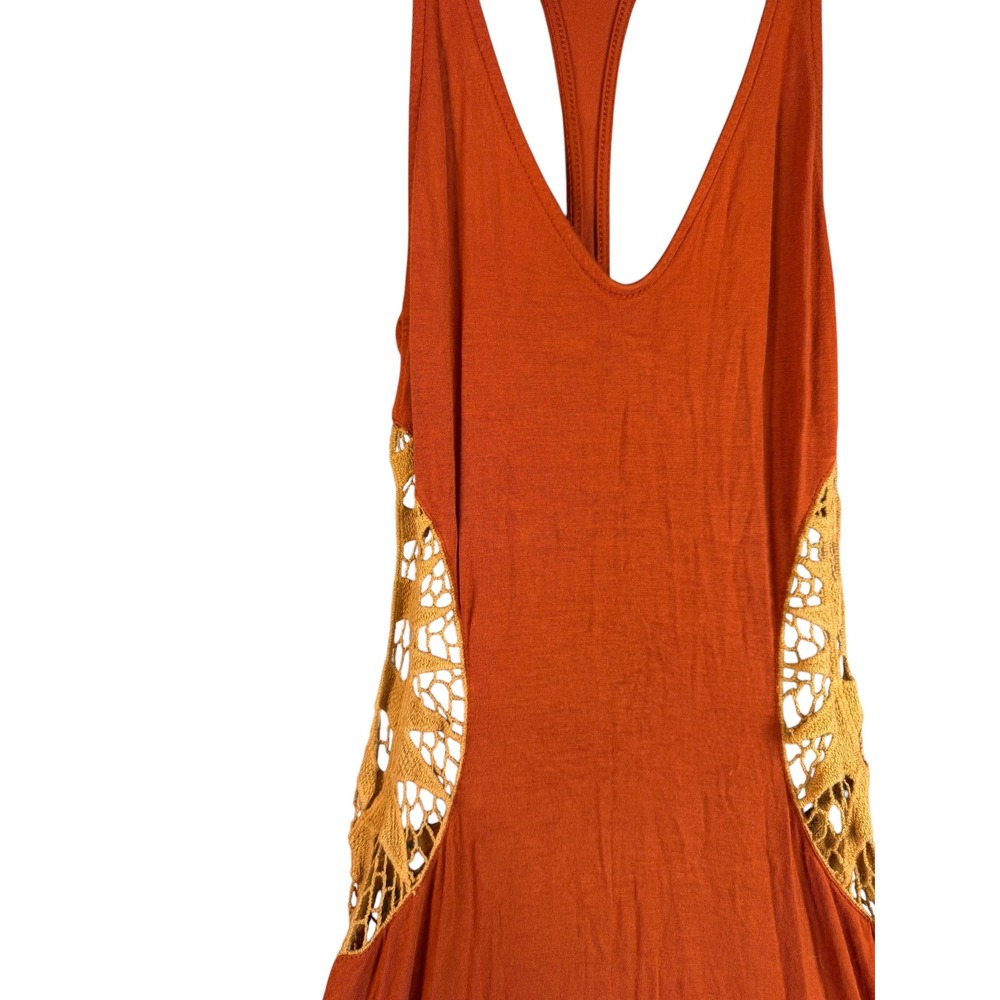Staring at Stars Burnt Orange Crochet Side Panel Racerback Maxi Dress XS - Picture 3 of 6